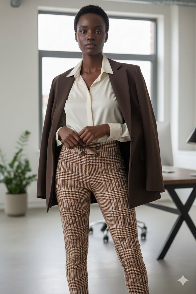 Glen Plaid High-Waist Ponte Leggings