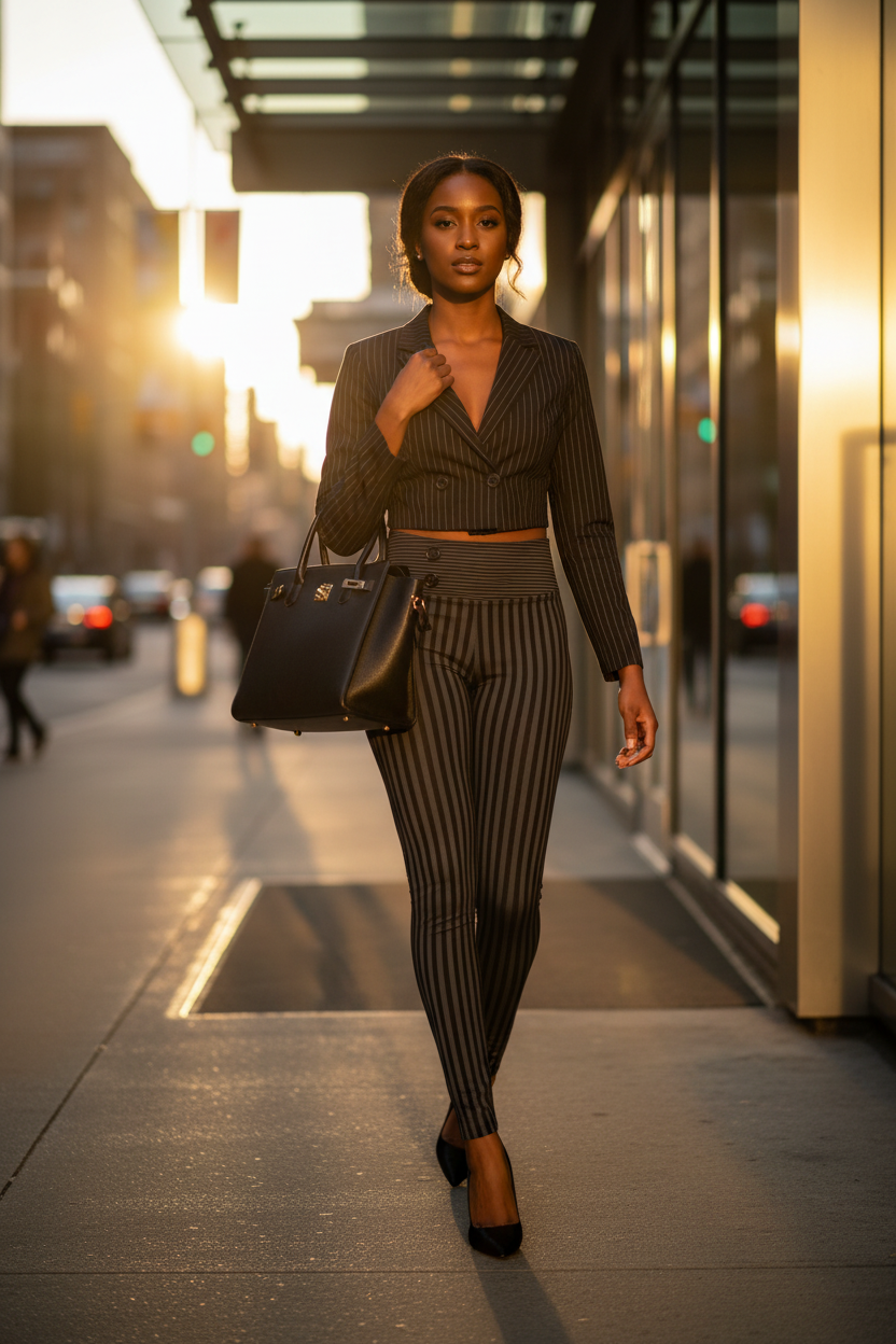 Pinstripe Leggings - Leaving the Office