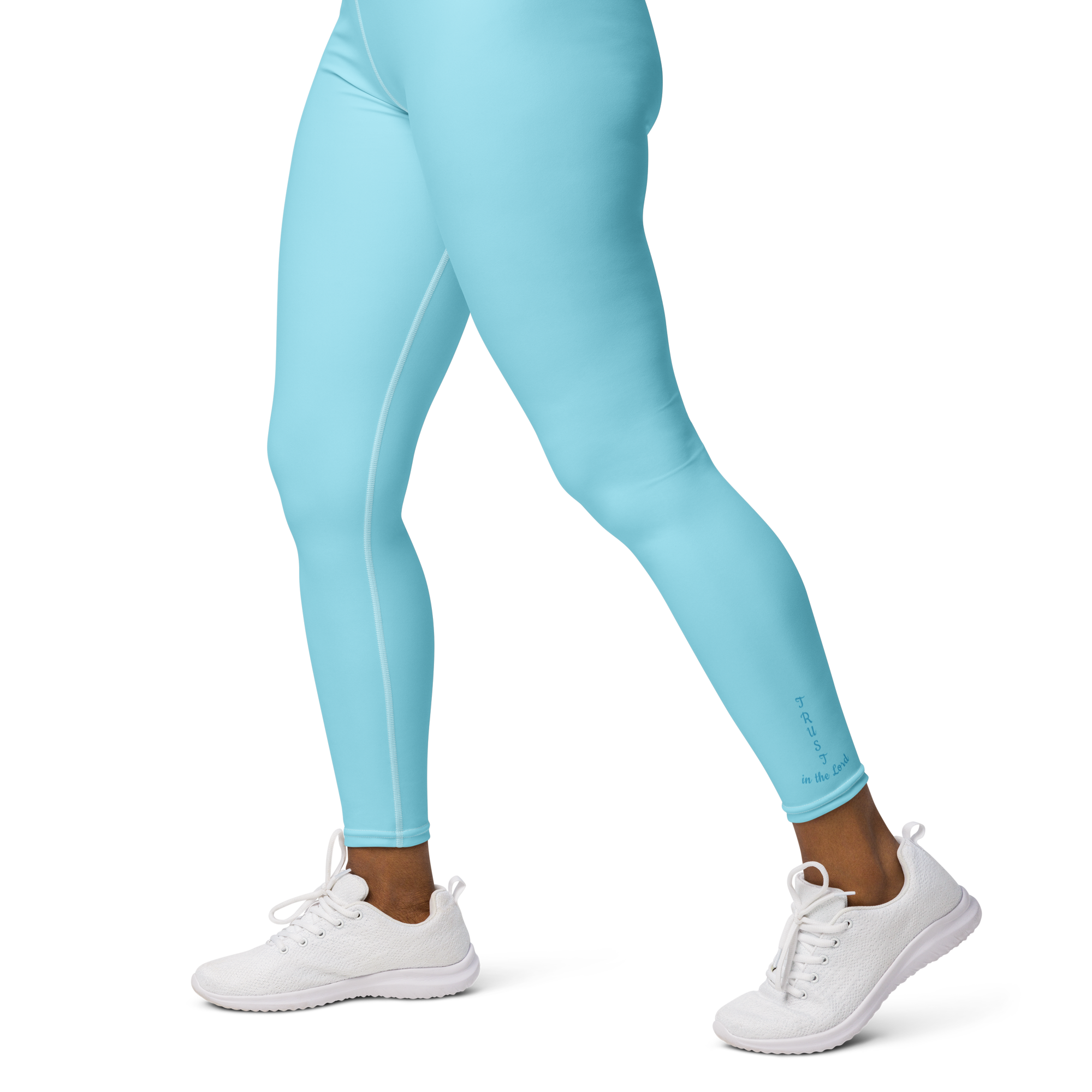 Trust in God Script Leggings — Sky Blue